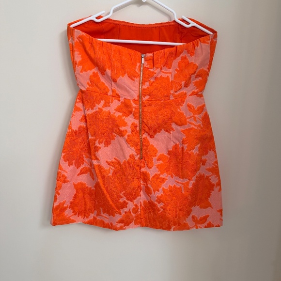 Showpo Pink and Orange Floral Strapless Dress - Picture 3 of 3